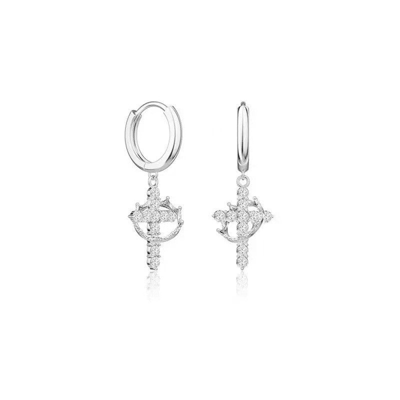 Dainty Crystal Cross Hoop Earrings A timeless sparkle designed for everyday elegance.