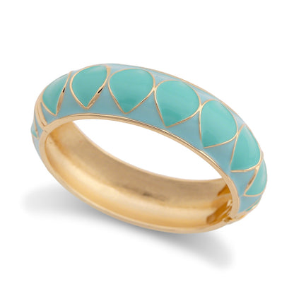 NOSBELLA Turquoise Gold Enamel Cuff Bracelet – Elegant Statement Bangle for Women