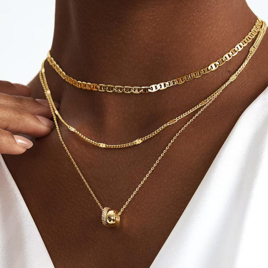 NOSBELLA Golden Glow Layered Necklace Set