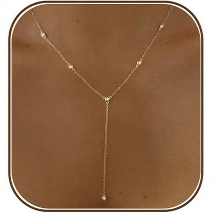 Gold Lariat Necklace for Women | Elegant Y Drop Necklace | Everyday Minimal Jewelry