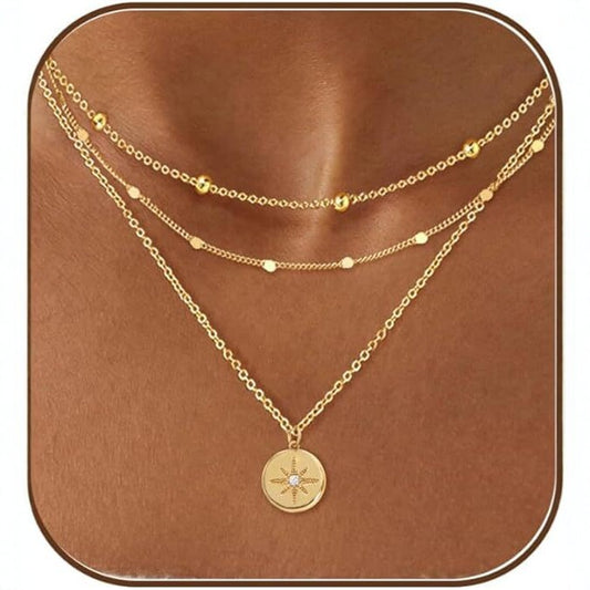 NOSBELLA Golden Glow Layered Necklace Set