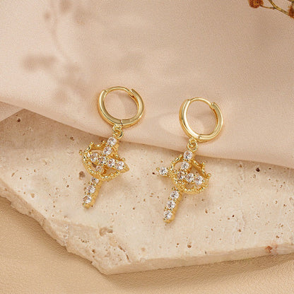 Dainty Crystal Cross  Hoop Earrings A timeless sparkle designed for everyday elegance.