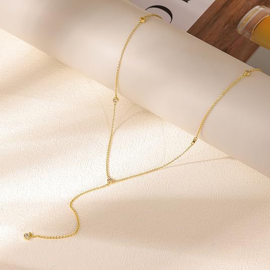 Gold Lariat Necklace for Women | Elegant Y Drop Necklace | Everyday Minimal Jewelry
