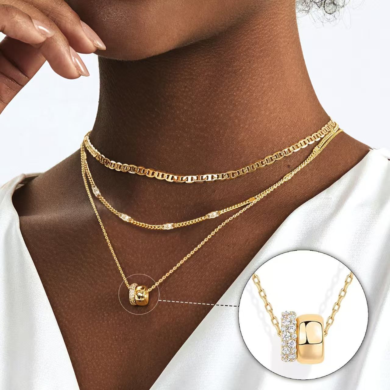 NOSBELLA Golden Glow Layered Necklace Set