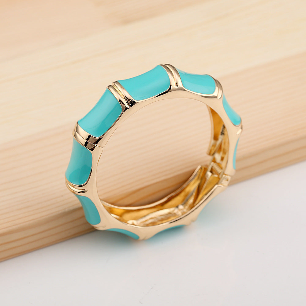 NOSBELLA Turquoise Gold Enamel Cuff Bracelet – Elegant Statement Bangle for Women