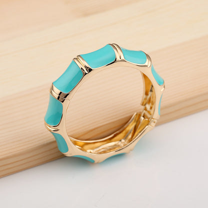 NOSBELLA Turquoise Gold Enamel Cuff Bracelet – Elegant Statement Bangle for Women