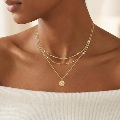 NOSBELLA Golden Glow Layered Necklace Set