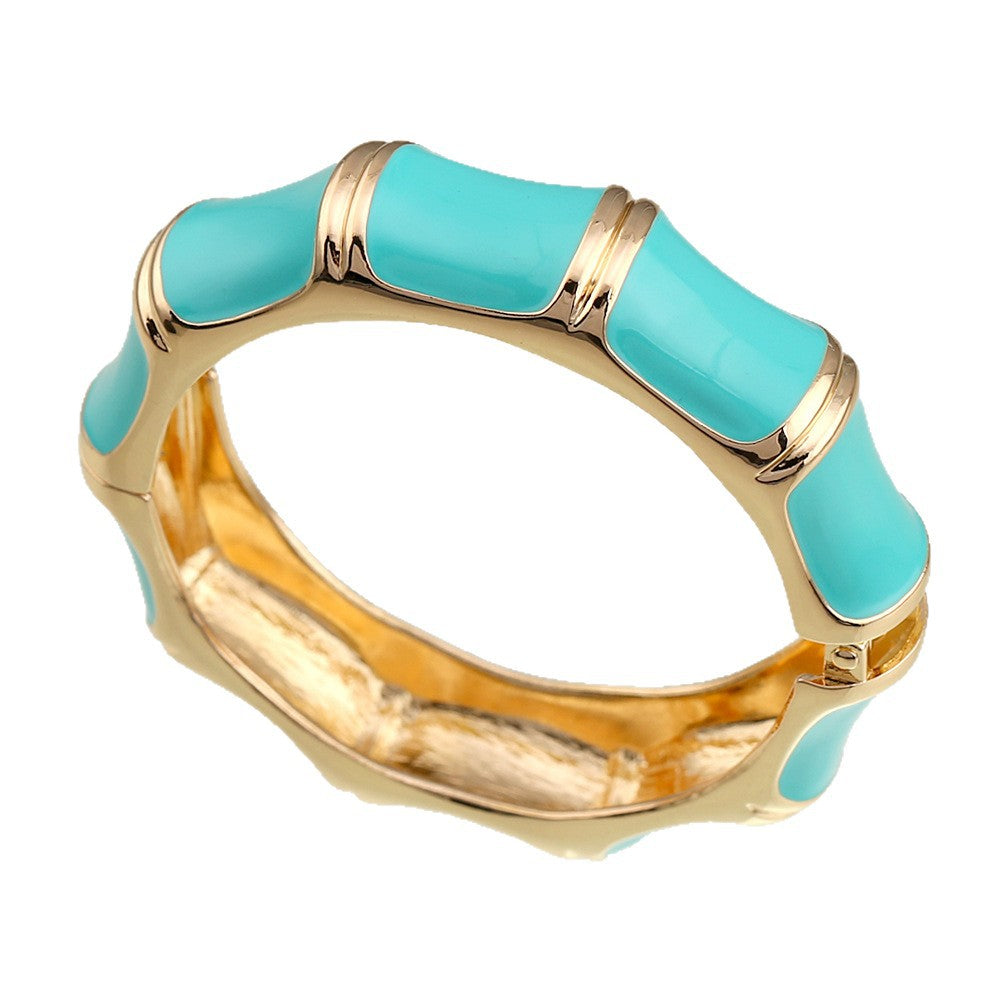 NOSBELLA Turquoise Gold Enamel Cuff Bracelet – Elegant Statement Bangle for Women