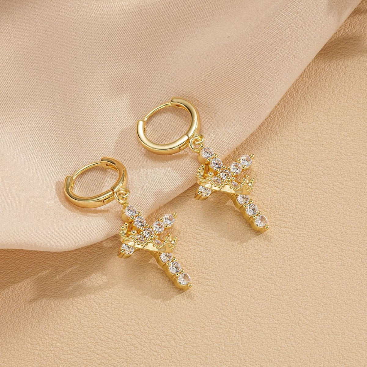 Dainty Crystal Cross  Hoop Earrings A timeless sparkle designed for everyday elegance.
