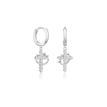 Dainty Crystal Cross  Hoop Earrings A timeless sparkle designed for everyday elegance.