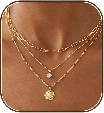 NOSBELLA Golden Glow Layered Necklace Set
