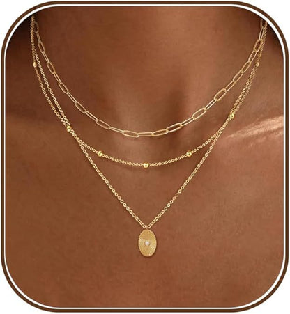 NOSBELLA Golden Glow Layered Necklace Set