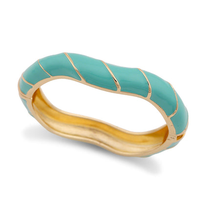 NOSBELLA Turquoise Gold Enamel Cuff Bracelet – Elegant Statement Bangle for Women