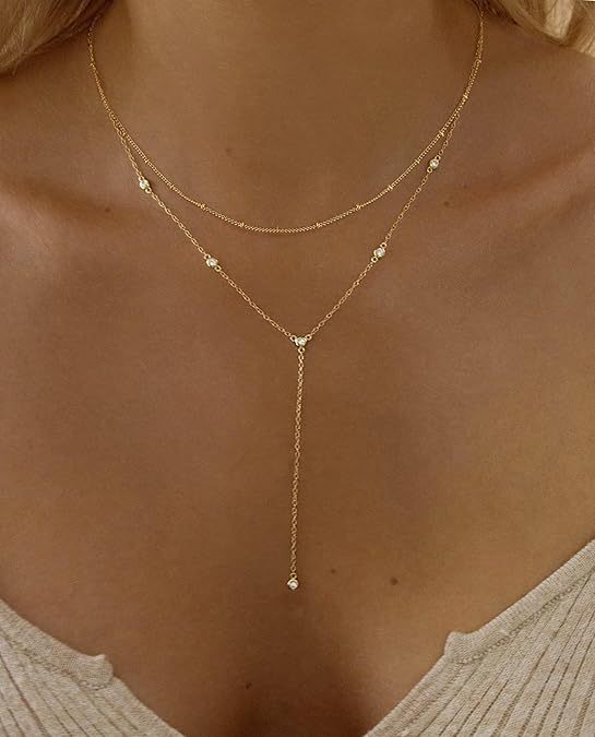 Gold Lariat Necklace for Women | Elegant Y Drop Necklace | Everyday Minimal Jewelry